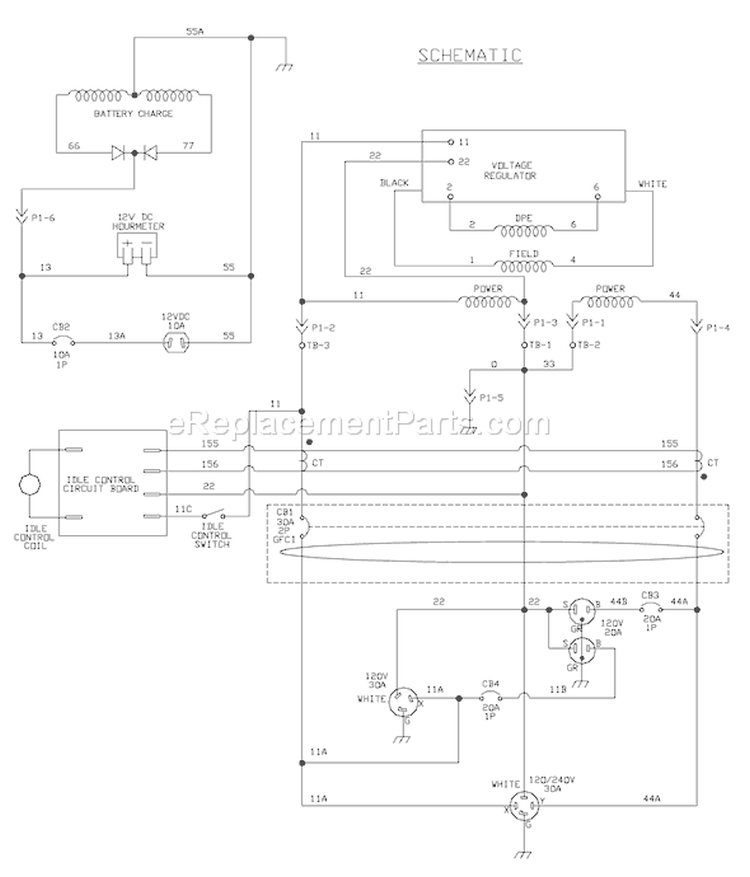 Page E Diagram and Parts List for 030339-0  Briggs and Stratton Generator